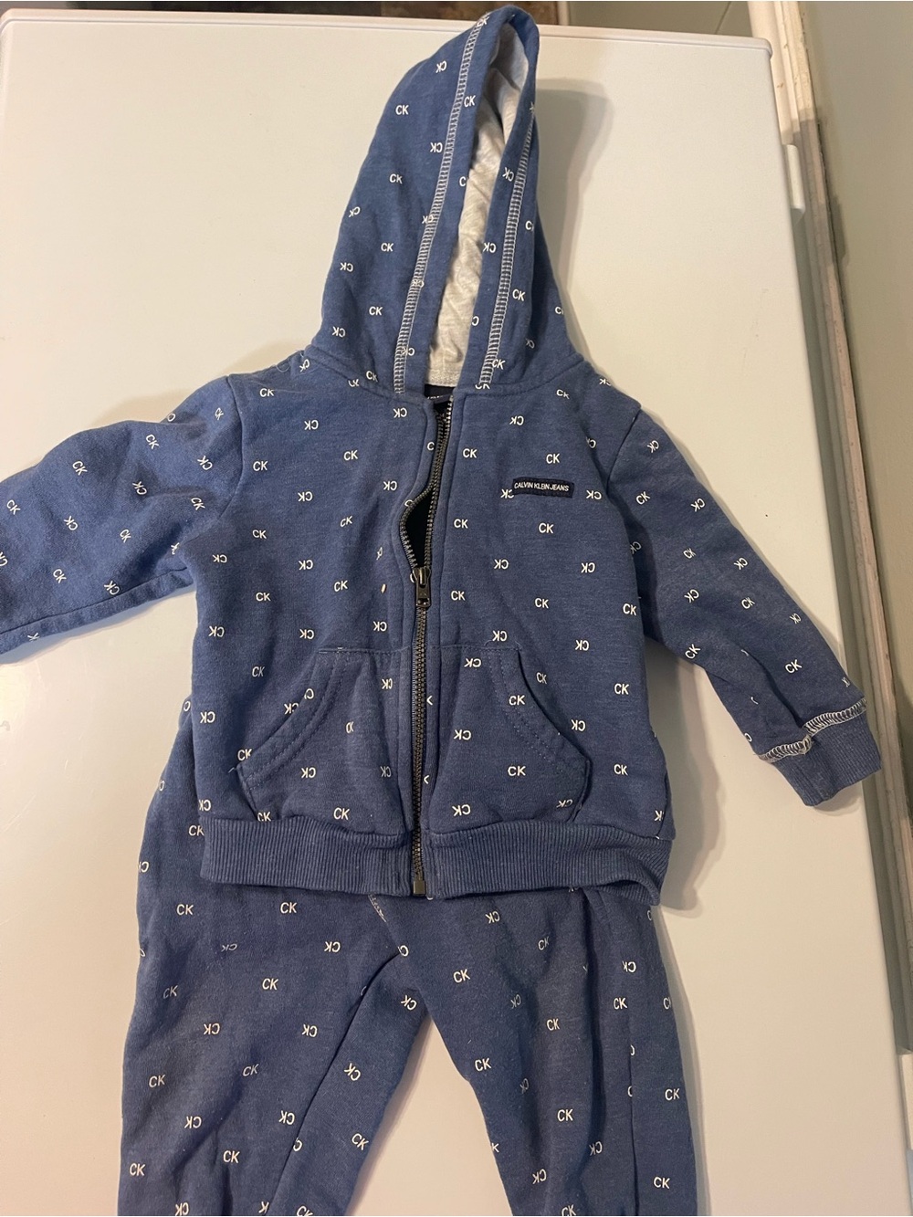 Calvin Klein Navy Blue 'CK' Logo Zip Hoodie & Joggers Set